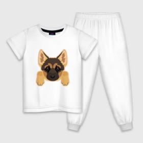 Детская пижама хлопок с принтом Немецкая овчарка щенок в Рязани, 100% хлопок |  брюки и футболка прямого кроя, без карманов, на брюках мягкая резинка на поясе и по низу штанин
 | домашние животные | овчарка | собака | собачка