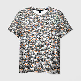 Мужская футболка 3D с принтом Reddit army в Рязани, 100% полиэфир | прямой крой, круглый вырез горловины, длина до линии бедер | белый | гуманоид | интернет | оранжевый | паттерн | реддит | сайт | толпа