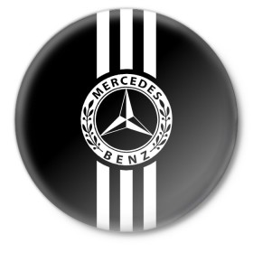 Значок с принтом MERCEDES BENZ в Рязани,  металл | круглая форма, металлическая застежка в виде булавки | Тематика изображения на принте: mercedes | автомобильные | машины | мерседес.mercedes benz