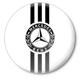 Значок с принтом MERCEDES BENZ в Рязани,  металл | круглая форма, металлическая застежка в виде булавки |   | автомобильные | машины