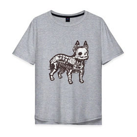 Мужская футболка хлопок Oversize с принтом Бульдог ренген в Рязани, 100% хлопок | свободный крой, круглый ворот, “спинка” длиннее передней части | бульдог | домашние животные | пес | песик | собака | собачка | французский бульдог