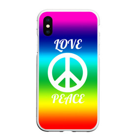 Чехол для iPhone XS Max матовый с принтом Love and Peace в Рязани, Силикон | Область печати: задняя сторона чехла, без боковых панелей | Тематика изображения на принте: любовь и мир | мир | хиппи