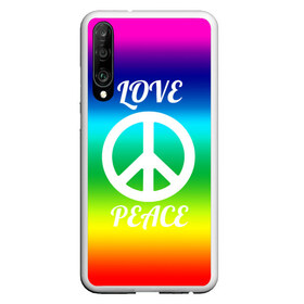 Чехол для Honor P30 с принтом Love and Peace в Рязани, Силикон | Область печати: задняя сторона чехла, без боковых панелей | Тематика изображения на принте: любовь и мир | мир | хиппи