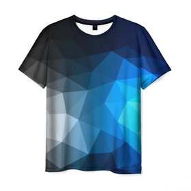 Мужская футболка 3D с принтом Gray&Blue collection abstract в Рязани, 100% полиэфир | прямой крой, круглый вырез горловины, длина до линии бедер | abstraction | geometry | polygon | абстракция | геометрия | грань | краски | кубик | кубики | линии | мозаика | полигон | разноцветные | ребро | текстура | тени | узор