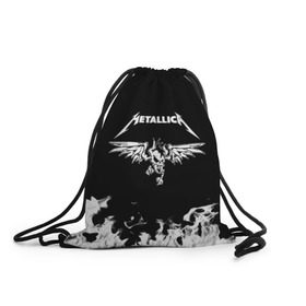 Рюкзак-мешок 3D с принтом Metallica в Рязани, 100% полиэстер | плотность ткани — 200 г/м2, размер — 35 х 45 см; лямки — толстые шнурки, застежка на шнуровке, без карманов и подкладки | metallica | группа | джеймс хэтфилд | кирк хэмметт | ларс ульрих | метал | металика | металлика | миталика | музыка | роберт трухильо | рок | трэш | трэшметал | хард | хардрок | хеви | хевиметал