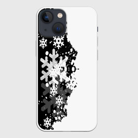 Чехол для iPhone 13 mini с принтом Снежные узоры в Рязани,  |  | black | christmas | new year | pattern | white | абстракция | зима | новый год | рождество | снег | снежинки | узор | черно белые