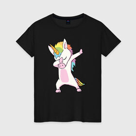 Женская футболка хлопок с принтом Единорог радуга в Рязани, 100% хлопок | прямой крой, круглый вырез горловины, длина до линии бедер, слегка спущенное плечо | единорог | пони