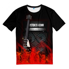 Мужская футболка 3D с принтом System of a Down в Рязани, 100% полиэфир | прямой крой, круглый вырез горловины, длина до линии бедер | logo | metal | music | rock | soad | system of a down | лого | логотип | метал | музыка | рок
