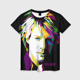 Женская футболка 3D с принтом Jon Bon Jovi в Рязани, 100% полиэфир ( синтетическое хлопкоподобное полотно) | прямой крой, круглый вырез горловины, длина до линии бедер | bon jovi | jon bon jovi | актер | американская | американский | вокалист | гитарист | джон фрэнсис бонджови | искусство | лидер | лунный свет и валентино | маленький город | младший | молодые стрелки 2