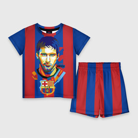 Детский костюм с шортами 3D с принтом Lionel Messi в Рязани,  |  | barcelona | lionel | messi | барселона | лионель | месси | поп арт