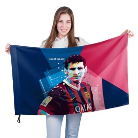 Флаг 3D с принтом Lionel Messi в Рязани, 100% полиэстер | плотность ткани — 95 г/м2, размер — 67 х 109 см. Принт наносится с одной стороны | barcelona | lionel | messi | барселона | лионель | месси | поп арт