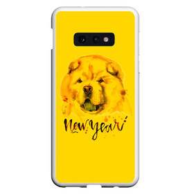 Чехол для Samsung S10E с принтом Милый щенок в Рязани, Силикон | Область печати: задняя сторона чехла, без боковых панелей | christmas | год собаки | желтая собака | новогодний | новый год | собака