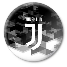 Значок с принтом Juventus 2018 Geometry Sport в Рязани,  металл | круглая форма, металлическая застежка в виде булавки | juventus | спорт | спортивные | футбол | футбольный клуб | ювентус