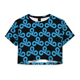 Женская футболка 3D укороченная с принтом Team Cloud cs:go collection в Рязани, 100% полиэстер | круглая горловина, длина футболки до линии талии, рукава с отворотами | awp | cloud | counter strike | game | skin | team cloud | авп | игры | скин | текстуры