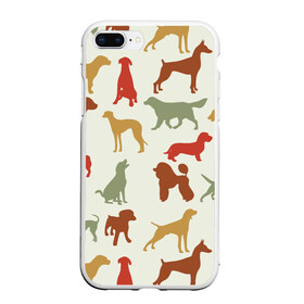 Чехол для iPhone 7Plus/8 Plus матовый с принтом Силуэты собак в Рязани, Силикон | Область печати: задняя сторона чехла, без боковых панелей | Тематика изображения на принте: год собаки | новый год | пес | собака | щенок