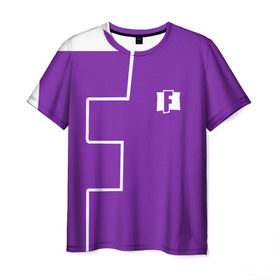 Мужская футболка 3D с принтом FORTNITE big logo в Рязани, 100% полиэфир | прямой крой, круглый вырез горловины, длина до линии бедер | battle | battle royal | fortnite | royal | боевик | игры | логотип | фиолетовый