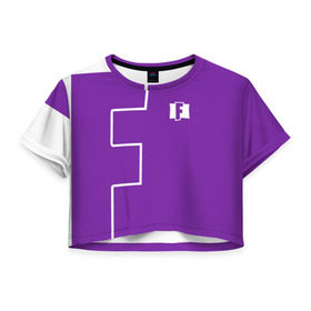 Женская футболка 3D укороченная с принтом FORTNITE big logo в Рязани, 100% полиэстер | круглая горловина, длина футболки до линии талии, рукава с отворотами | battle | battle royal | fortnite | royal | боевик | игры | логотип | фиолетовый