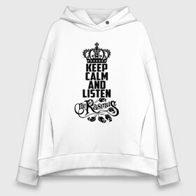 Женское худи Oversize хлопок с принтом Keep calm and listen Rasmus в Рязани, френч-терри — 70% хлопок, 30% полиэстер. Мягкий теплый начес внутри —100% хлопок | боковые карманы, эластичные манжеты и нижняя кромка, капюшон на магнитной кнопке | Тематика изображения на принте: rasmus | the rasmus | аки хакала | альтернативный | готик | группа | дарк | зе | знак | лаури юлёнен | надпись | паули рантасалми | поп | разсмус | расмус | рок | софт | финская