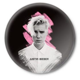 Значок с принтом Justin Bieber / Pink splash в Рязани,  металл | круглая форма, металлическая застежка в виде булавки | Тематика изображения на принте: bieber | justin bieber | бибер | джастин бибер