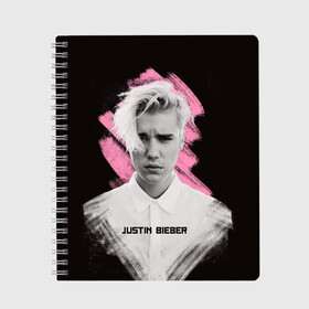 Тетрадь с принтом Justin Bieber Pink splash в Рязани, 100% бумага | 48 листов, плотность листов — 60 г/м2, плотность картонной обложки — 250 г/м2. Листы скреплены сбоку удобной пружинной спиралью. Уголки страниц и обложки скругленные. Цвет линий — светло-серый
 | bieber | justin bieber | бибер | джастин бибер