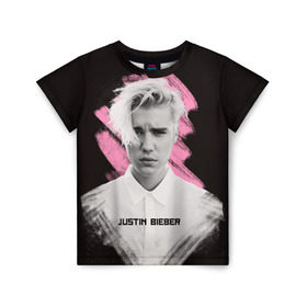 Детская футболка 3D с принтом Justin Bieber / Pink splash в Рязани, 100% гипоаллергенный полиэфир | прямой крой, круглый вырез горловины, длина до линии бедер, чуть спущенное плечо, ткань немного тянется | Тематика изображения на принте: bieber | justin bieber | бибер | джастин бибер