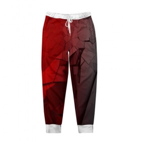 Мужские брюки 3D с принтом GRAY&RED MIRROR ABSTRACT в Рязани, 100% полиэстер | манжеты по низу, эластичный пояс регулируется шнурком, по бокам два кармана без застежек, внутренняя часть кармана из мелкой сетки | 