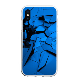 Чехол для iPhone XS Max матовый с принтом Carbon abstraction BLUE в Рязани, Силикон | Область печати: задняя сторона чехла, без боковых панелей | abstraction | geometry | абстракция | геометрия | грань | краски | кубик | кубики | линии | мозаика | разноцветные | ребро | текстура | тени | узор