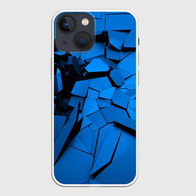 Чехол для iPhone 13 mini с принтом Carbon abstraction BLUE в Рязани,  |  | abstraction | geometry | абстракция | геометрия | грань | краски | кубик | кубики | линии | мозаика | разноцветные | ребро | текстура | тени | узор