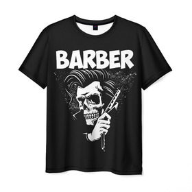 Мужская футболка 3D с принтом БАРБЕР 2-х сторонняя в Рязани, 100% полиэфир | прямой крой, круглый вырез горловины, длина до линии бедер | Тематика изображения на принте: barbershop | барбер | барбершоп