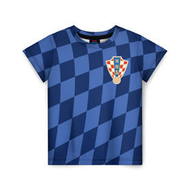 Детская футболка 3D с принтом Хорватия, форма в Рязани, 100% гипоаллергенный полиэфир | прямой крой, круглый вырез горловины, длина до линии бедер, чуть спущенное плечо, ткань немного тянется | croatia | fc | fifa | football | national team | uniform | сборная | фифа | фк | форма | футбол | хорватия