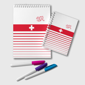 Блокнот с принтом Швейцария форма в Рязани, 100% бумага | 48 листов, плотность листов — 60 г/м2, плотность картонной обложки — 250 г/м2. Листы скреплены удобной пружинной спиралью. Цвет линий — светло-серый
 | fc | спорт | спортивные | фк | футбол | футбольный клуб | швейцария