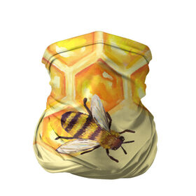 Бандана-труба 3D с принтом Любители меда в Рязани, 100% полиэстер, ткань с особыми свойствами — Activecool | плотность 150‒180 г/м2; хорошо тянется, но сохраняет форму | крылья | мед | насекомое | полет | природа | пчелы | улей | цветное | яркое