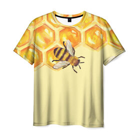 Мужская футболка 3D с принтом Любители меда в Рязани, 100% полиэфир | прямой крой, круглый вырез горловины, длина до линии бедер | крылья | мед | насекомое | полет | природа | пчелы | улей | цветное | яркое