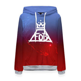 Женская толстовка 3D с принтом FALL OUT BOY SPACE COLLECTION в Рязани, 100% полиэстер  | двухслойный капюшон со шнурком для регулировки, мягкие манжеты на рукавах и по низу толстовки, спереди карман-кенгуру с мягким внутренним слоем. | fall out boy | logo | music | pop | rock | альтернатива | металл | музыка | музыкальный | поп | рок