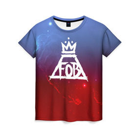 Женская футболка 3D с принтом FALL OUT BOY SPACE COLLECTION в Рязани, 100% полиэфир ( синтетическое хлопкоподобное полотно) | прямой крой, круглый вырез горловины, длина до линии бедер | fall out boy | logo | music | pop | rock | альтернатива | металл | музыка | музыкальный | поп | рок