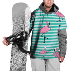 Накидка на куртку 3D с принтом Фламинго в Рязани, 100% полиэстер |  | арт | белый | дикий | мульт | птица | рисунок | фламинго | черный