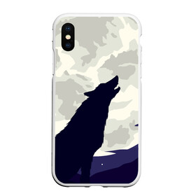 Чехол для iPhone XS Max матовый с принтом Ночной житель в Рязани, Силикон | Область печати: задняя сторона чехла, без боковых панелей | волк | дикая | дикий | животное | лес | луна | ночь | собака | тьма