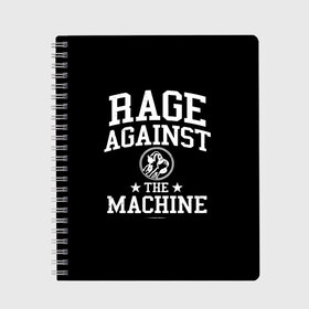 Тетрадь с принтом Rage Against the Machine в Рязани, 100% бумага | 48 листов, плотность листов — 60 г/м2, плотность картонной обложки — 250 г/м2. Листы скреплены сбоку удобной пружинной спиралью. Уголки страниц и обложки скругленные. Цвет линий — светло-серый
 | Тематика изображения на принте: rage against the machine | альтернативный | америка | американская рок группа | брэд уилк | жанр | зак де ла роча | калифорния | лос анджелес | метал | музыка | ню метал | рок | рэп метал | рэп рок | рэпкор | сша