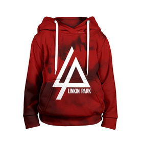 Детская толстовка 3D с принтом LINKIN PARK COLOR RED MUSIC в Рязани, 100% полиэстер | двухслойный капюшон со шнурком для регулировки, мягкие манжеты на рукавах и по низу толстовки, спереди карман-кенгуру с мягким внутренним слоем | Тематика изображения на принте: linkin park | logo | music | pop | rock | альтернатива | металл | музыка | музыкальный | поп | рок | честер беннингтон