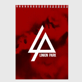 Скетчбук с принтом LINKIN PARK COLOR RED MUSIC в Рязани, 100% бумага
 | 48 листов, плотность листов — 100 г/м2, плотность картонной обложки — 250 г/м2. Листы скреплены сверху удобной пружинной спиралью | linkin park | logo | music | pop | rock | альтернатива | металл | музыка | музыкальный | поп | рок | честер беннингтон