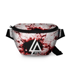 Поясная сумка 3D с принтом LINKIN PARK BLOOD COLLECTION в Рязани, 100% полиэстер | плотная ткань, ремень с регулируемой длиной, внутри несколько карманов для мелочей, основное отделение и карман с обратной стороны сумки застегиваются на молнию | linkin park | logo | music | pop | rock | альтернатива | металл | музыка | музыкальный | поп | рок | честер беннингтон