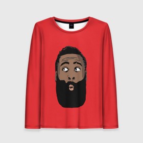 Женский лонгслив 3D с принтом James Harden в Рязани, 100% полиэстер | длинные рукава, круглый вырез горловины, полуприлегающий силуэт | 13 | fear the beard | houston rockets | mvp | nba | баскетбол | джеймс харден | нба | хьюстон рокетс