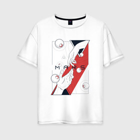 Женская футболка хлопок Oversize с принтом Mars (мужская) в Рязани, 100% хлопок | свободный крой, круглый ворот, спущенный рукав, длина до линии бедер
 | mars | комплект | марс | парная