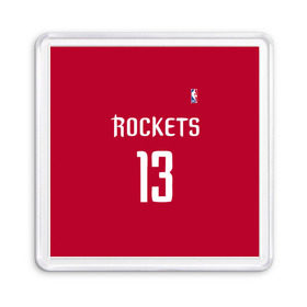 Магнит 55*55 с принтом Houston Rockets в Рязани, Пластик | Размер: 65*65 мм; Размер печати: 55*55 мм | Тематика изображения на принте: 13 | fear the beard | houston rockets | nba | rise sports | баскетбол | баскетбольная | джеймс харден | нба | номер | спортивная | форма | хьюстон рокетс