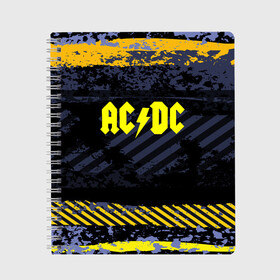 Тетрадь с принтом AC DC STREET COLLECTION в Рязани, 100% бумага | 48 листов, плотность листов — 60 г/м2, плотность картонной обложки — 250 г/м2. Листы скреплены сбоку удобной пружинной спиралью. Уголки страниц и обложки скругленные. Цвет линий — светло-серый
 | ac dc | logo | music | pop | rock | альтернатива | металл | музыка | музыкальный | поп | рок