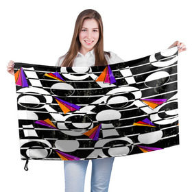 Флаг 3D с принтом Pop ART collection в Рязани, 100% полиэстер | плотность ткани — 95 г/м2, размер — 67 х 109 см. Принт наносится с одной стороны | полосы | цветной | черно белый