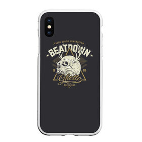 Чехол для iPhone XS Max матовый с принтом Beatdown Ghetto 1986 в Рязани, Силикон | Область печати: задняя сторона чехла, без боковых панелей | bones | gothic | grunge | horns | lightning | rock and roll | skeleton | skull | tattoo | готика | гранж | кости | молнии | рога | рок н ролл | скелет | тату | череп