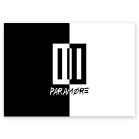 Поздравительная открытка с принтом Paramore в Рязани, 100% бумага | плотность бумаги 280 г/м2, матовая, на обратной стороне линовка и место для марки
 | paramore | альтернативный | группа | джош фарро | зак фарро | панк | панкрок | пара море | парамор | парамора | параморе | парморе | поп | поппанк | попрок | рок | тейлор йорк | хейли уильямс