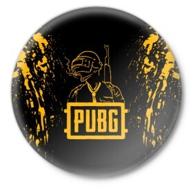 Значок с принтом PUBG в Рязани,  металл | круглая форма, металлическая застежка в виде булавки | playerunknowns battlegrounds | pubg | боевик | военные | война | игры | известные | оружие | шутеры