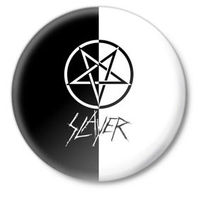 Значок с принтом Slayer в Рязани,  металл | круглая форма, металлическая застежка в виде булавки | slayer | группа | гэри холт | керри кинг | метал | музыка | пентаграмма | песни | пол бостаф | рок | слаер | слайер | слеар | слеер | слейр | слеяр | том арайа | трэш | тяжелый | хеви